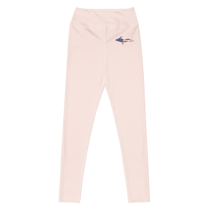 Michigan Upper Peninsula Yoga Leggings (w/ UP USA Flag) | Champagne Pink