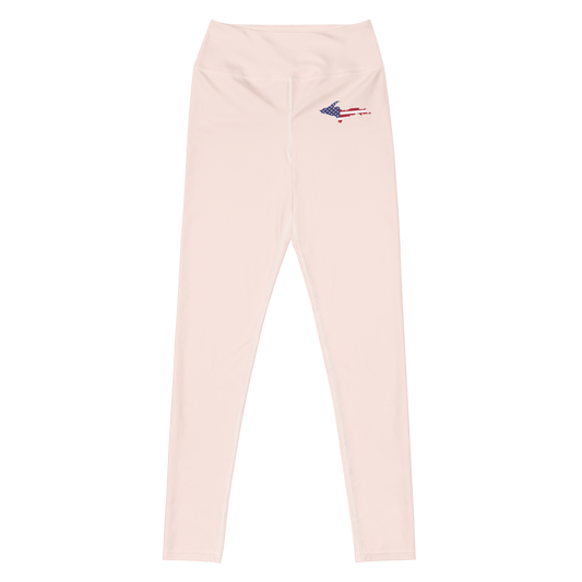 Michigan Upper Peninsula Yoga Leggings (w/ UP USA Flag) | Champagne Pink