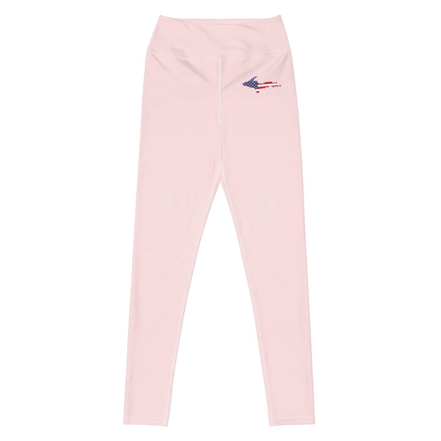 Michigan Upper Peninsula Yoga Leggings (w/ UP USA Flag) | Pale Pink