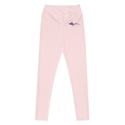 Michigan Upper Peninsula Yoga Leggings (w/ UP USA Flag) | Pale Pink