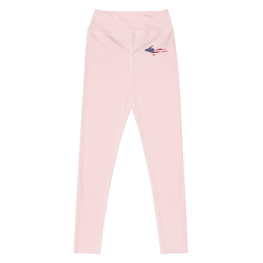 Michigan Upper Peninsula Yoga Leggings (w/ UP USA Flag) | Pale Pink
