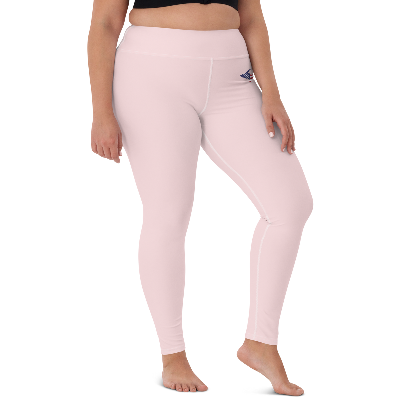 Michigan Upper Peninsula Yoga Leggings (w/ UP USA Flag) | Pale Pink