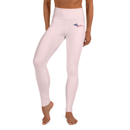 Michigan Upper Peninsula Yoga Leggings (w/ UP USA Flag) | Pale Pink