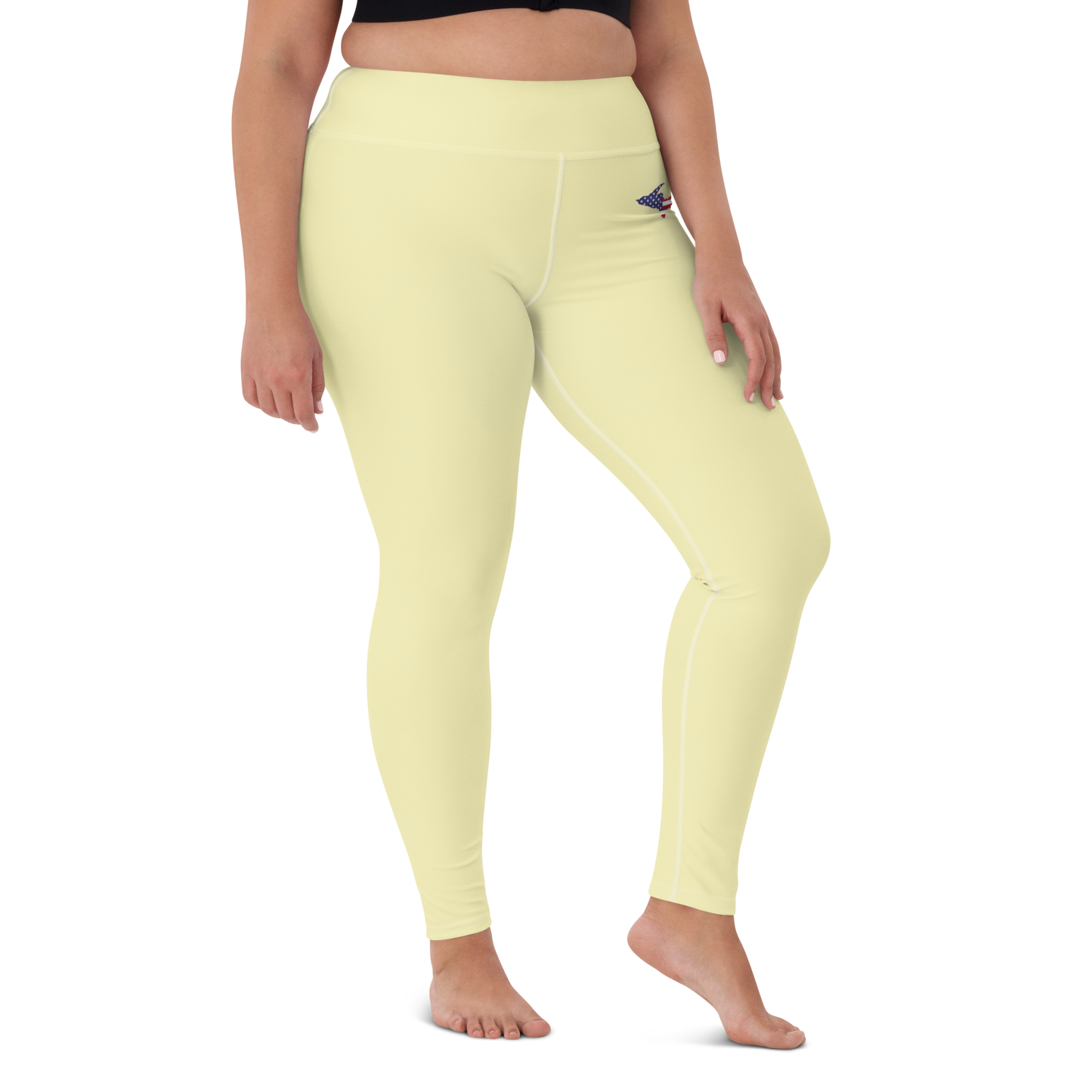 Michigan Upper Peninsula Yoga Leggings (w/ UP USA Flag) | Canary Yellow