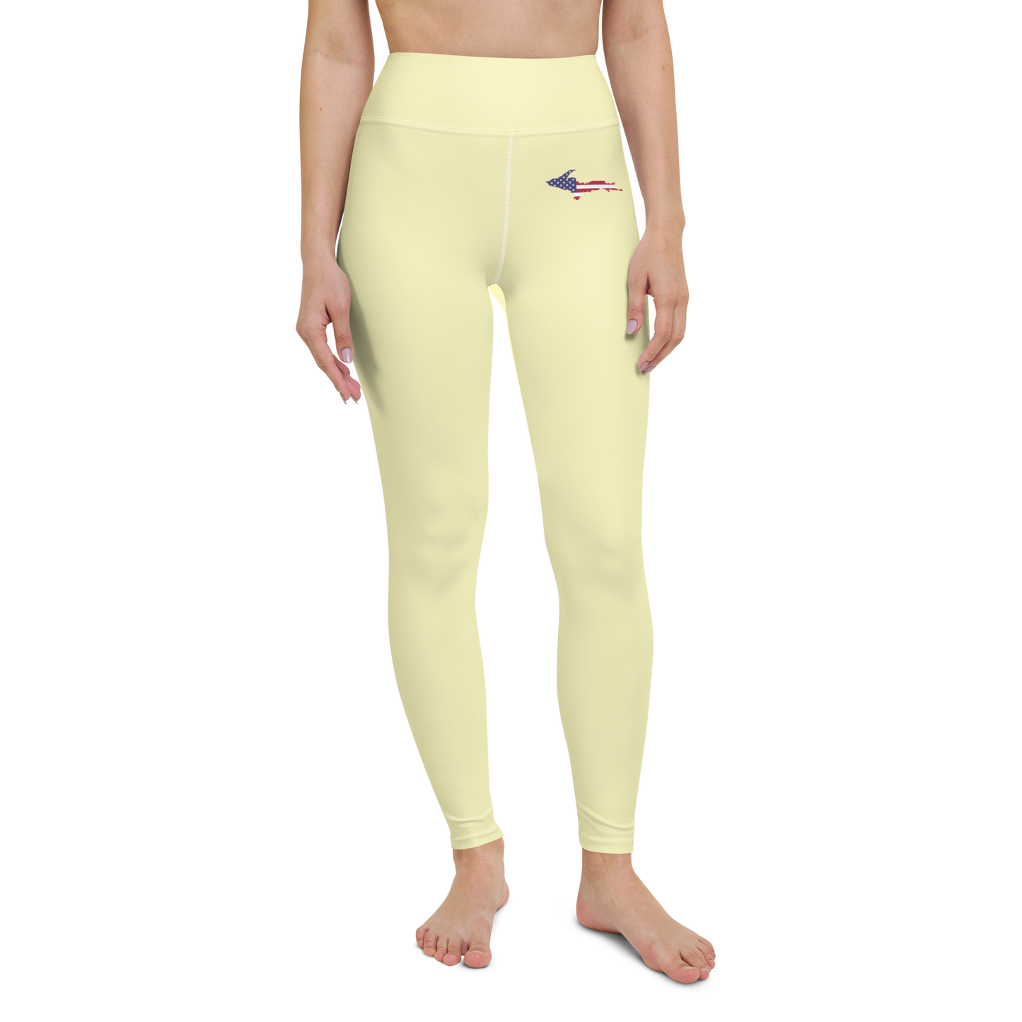 Michigan Upper Peninsula Yoga Leggings (w/ UP USA Flag) | Canary Yellow