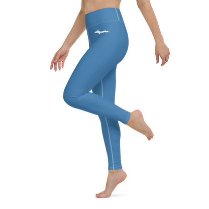 Michigan Upper Peninsula Yoga Leggings (w/ UP Outline) | Lake Superior Blue