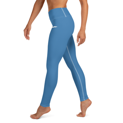 Michigan Upper Peninsula Yoga Leggings (w/ UP Outline) | Lake Superior Blue