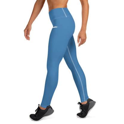 Michigan Upper Peninsula Yoga Leggings (w/ UP Outline) | Lake Superior Blue