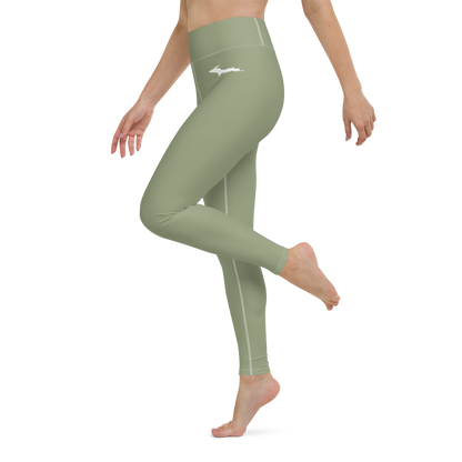 Michigan Upper Peninsula Yoga Leggings (w/ UP Outline) | Beachgrass Green