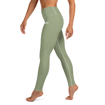 Michigan Upper Peninsula Yoga Leggings (w/ UP Outline) | Beachgrass Green