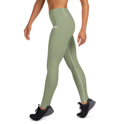 Michigan Upper Peninsula Yoga Leggings (w/ UP Outline) | Beachgrass Green