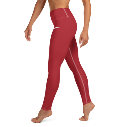 Michigan Upper Peninsula Yoga Leggings (w/ UP Outline) | Thimbleberry Red