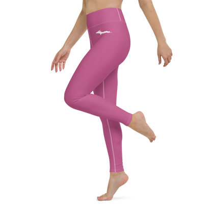 Michigan Upper Peninsula Yoga Leggings (w/ UP Outline) | Apple Blossom Pink