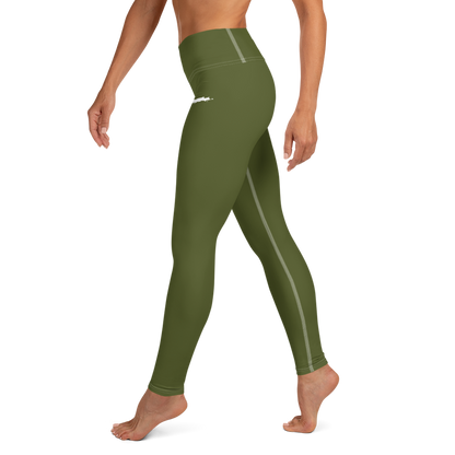 Michigan Upper Peninsula Yoga Leggings (w/ UP Outline) | Army Green