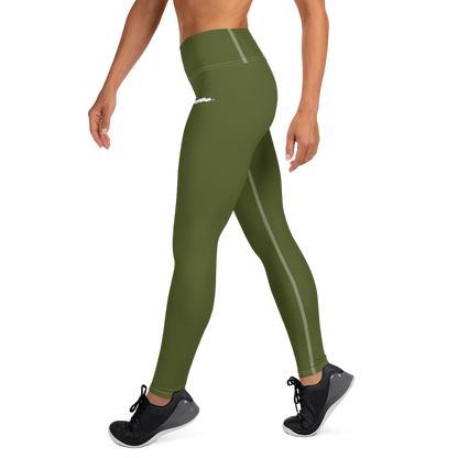 Michigan Upper Peninsula Yoga Leggings (w/ UP Outline) | Army Green