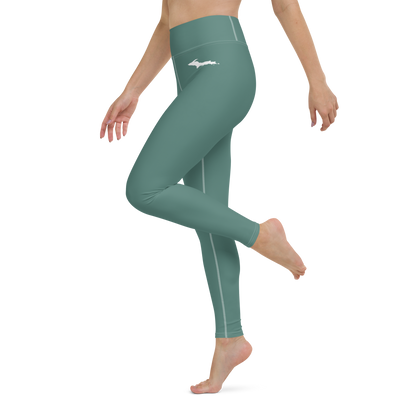 Michigan Upper Peninsula Yoga Leggings (w/ UP Outline) | Copper Green