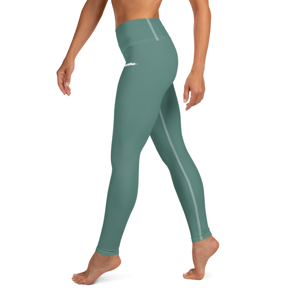 Michigan Upper Peninsula Yoga Leggings (w/ UP Outline) | Copper Green