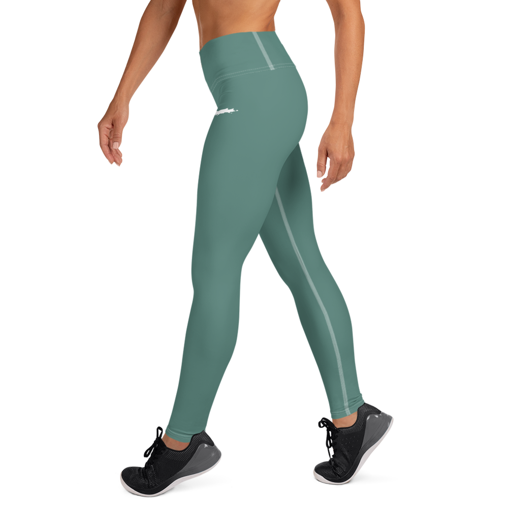 Michigan Upper Peninsula Yoga Leggings (w/ UP Outline) | Copper Green