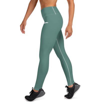 Michigan Upper Peninsula Yoga Leggings (w/ UP Outline) | Copper Green