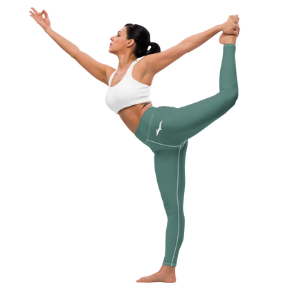 Michigan Upper Peninsula Yoga Leggings (w/ UP Outline) | Copper Green