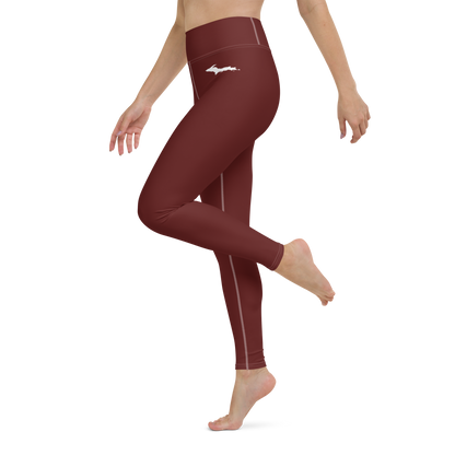 Michigan Upper Peninsula Yoga Leggings (w/ UP Outline) | Cherrywood Color