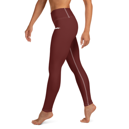 Michigan Upper Peninsula Yoga Leggings (w/ UP Outline) | Cherrywood Color