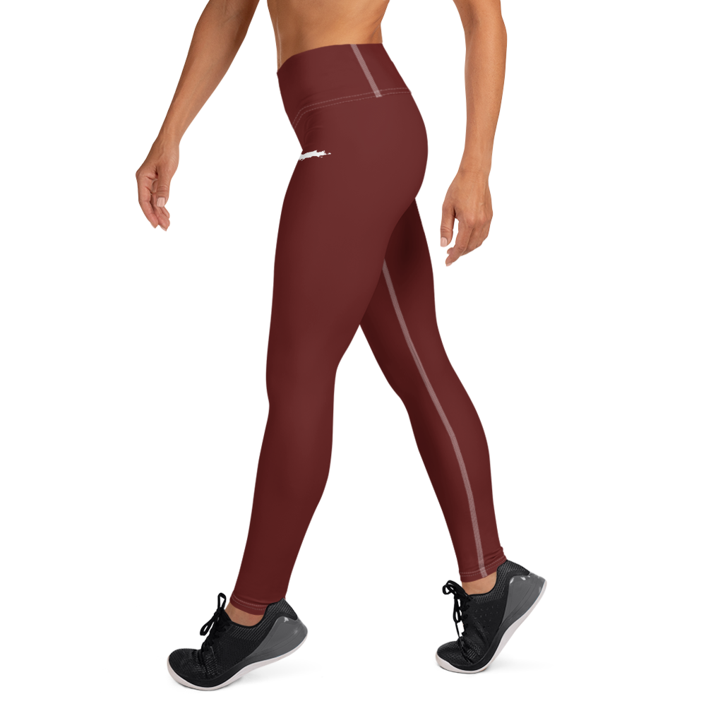 Michigan Upper Peninsula Yoga Leggings (w/ UP Outline) | Cherrywood Color