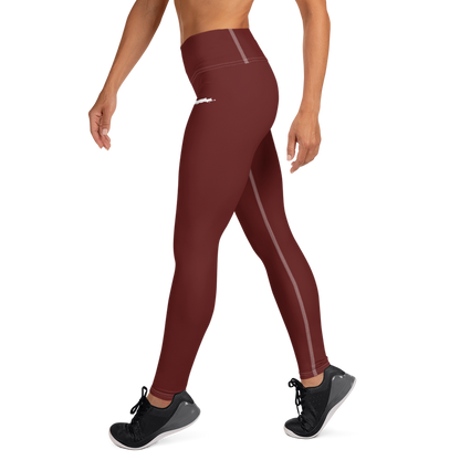 Michigan Upper Peninsula Yoga Leggings (w/ UP Outline) | Cherrywood Color