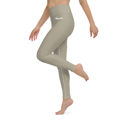 Michigan Upper Peninsula Yoga Leggings (w/ UP Outline) | Petoskey Stone Beige