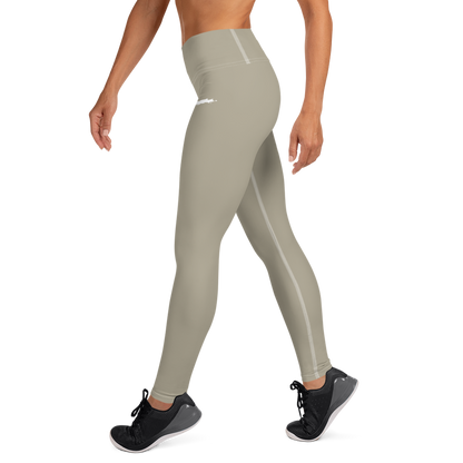 Michigan Upper Peninsula Yoga Leggings (w/ UP Outline) | Petoskey Stone Beige