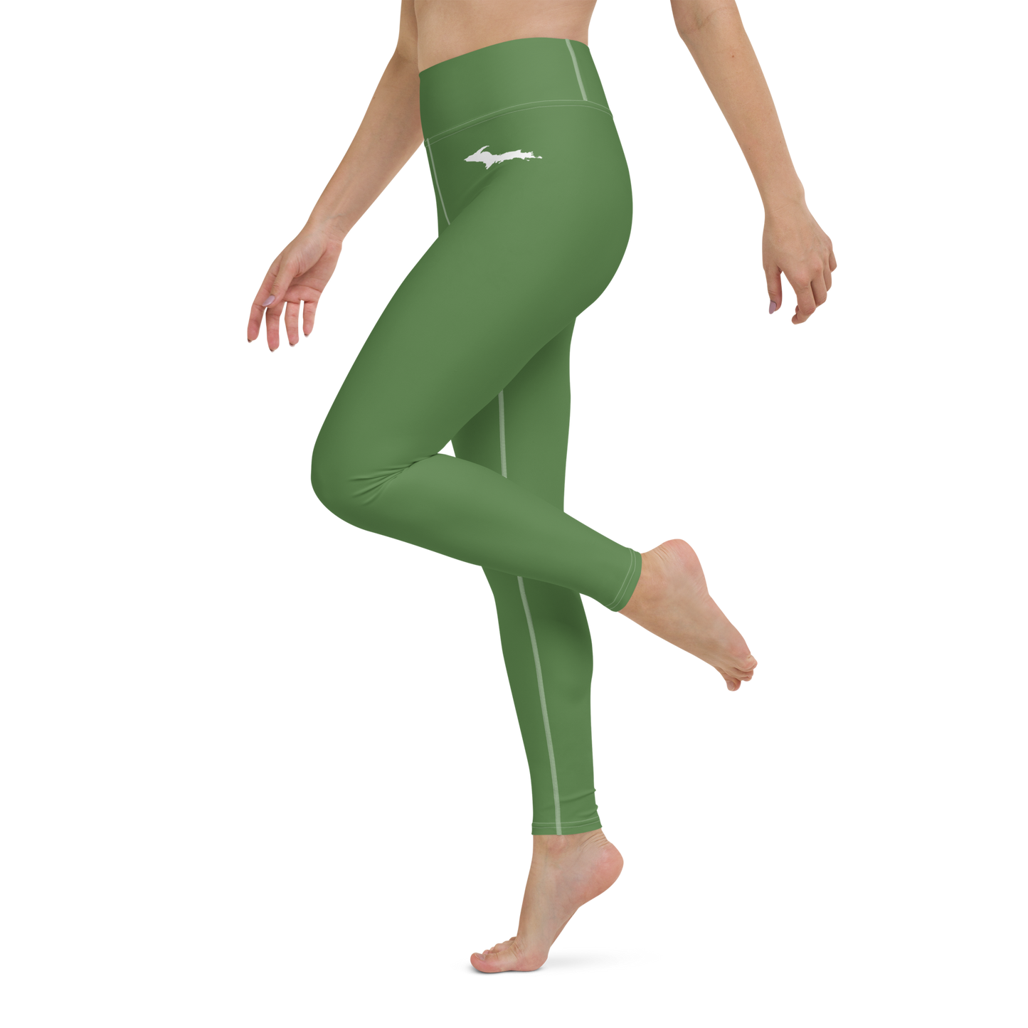 Michigan Upper Peninsula Yoga Leggings (w/ UP Outline) | Pine Green