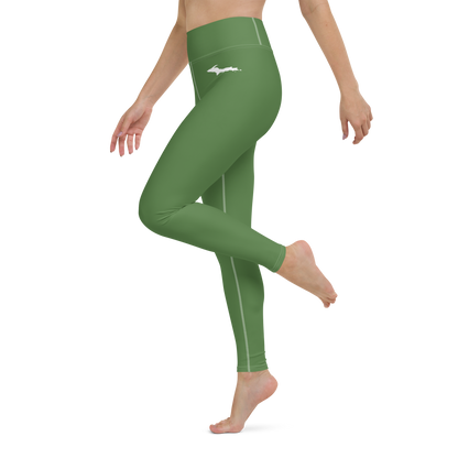 Michigan Upper Peninsula Yoga Leggings (w/ UP Outline) | Pine Green