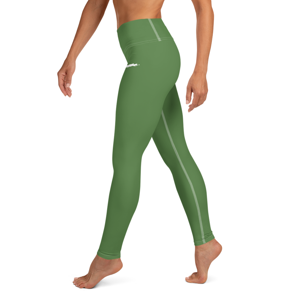 Michigan Upper Peninsula Yoga Leggings (w/ UP Outline) | Pine Green