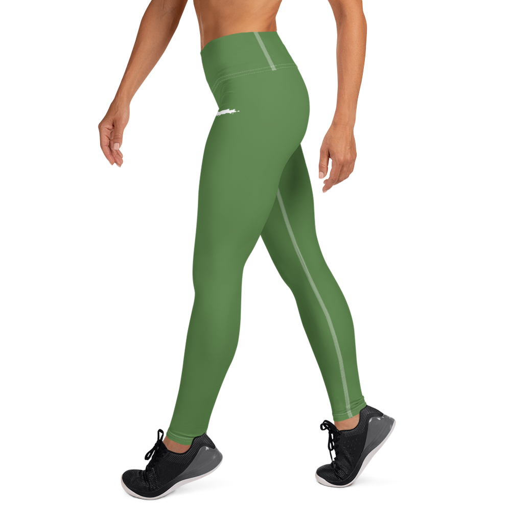 Michigan Upper Peninsula Yoga Leggings (w/ UP Outline) | Pine Green