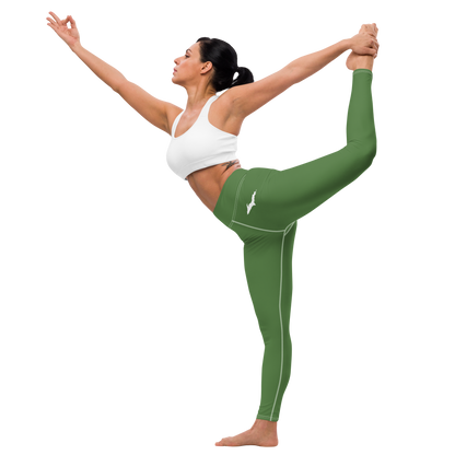 Michigan Upper Peninsula Yoga Leggings (w/ UP Outline) | Pine Green