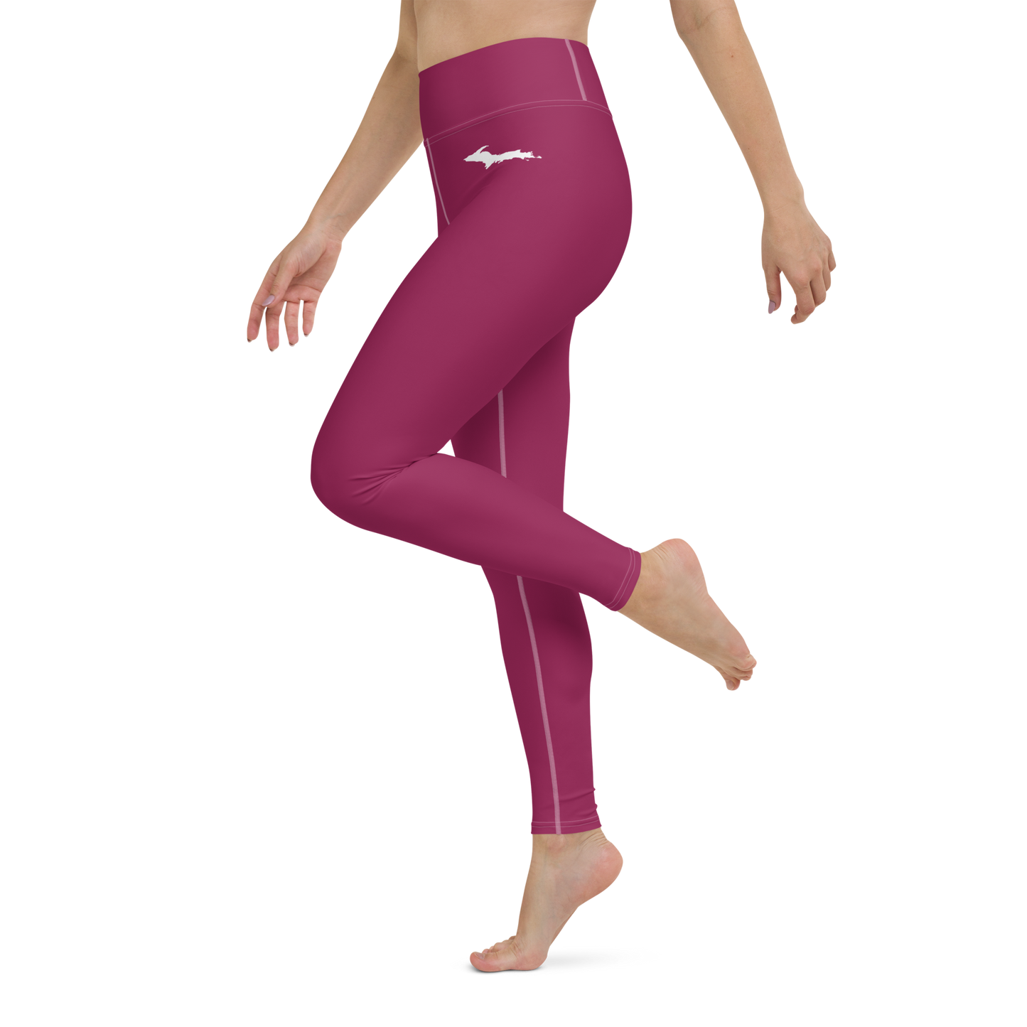 Michigan Upper Peninsula Yoga Leggings (w/ UP Outline) | Ruby Red