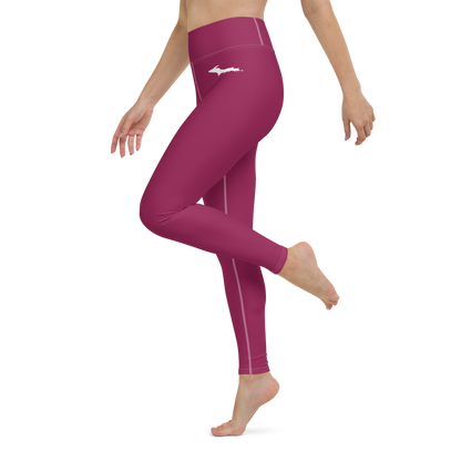 Michigan Upper Peninsula Yoga Leggings (w/ UP Outline) | Ruby Red