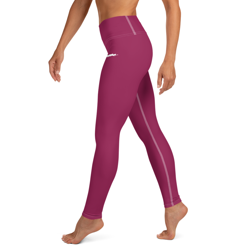 Michigan Upper Peninsula Yoga Leggings (w/ UP Outline) | Ruby Red