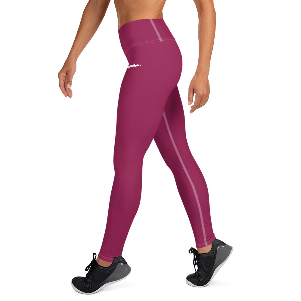 Michigan Upper Peninsula Yoga Leggings (w/ UP Outline) | Ruby Red