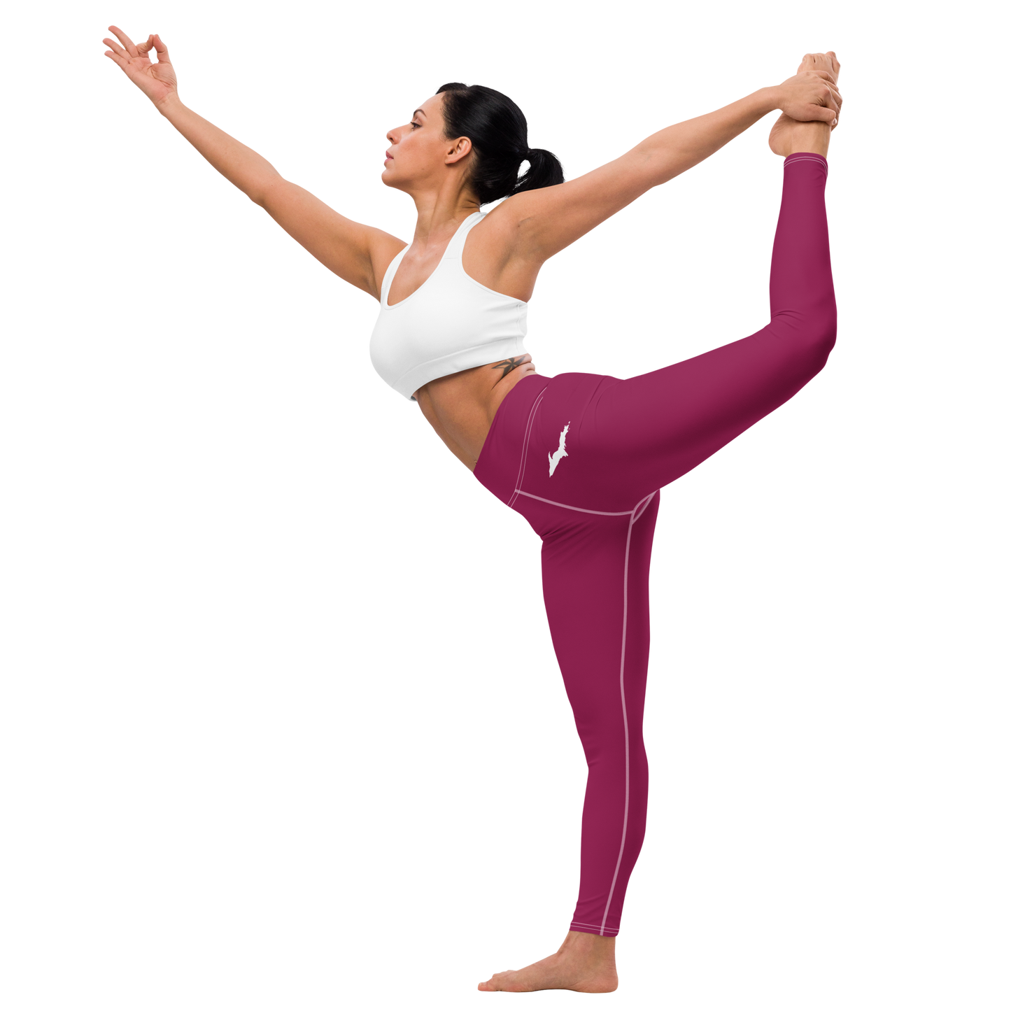 Michigan Upper Peninsula Yoga Leggings (w/ UP Outline) | Ruby Red