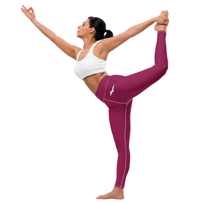 Michigan Upper Peninsula Yoga Leggings (w/ UP Outline) | Ruby Red