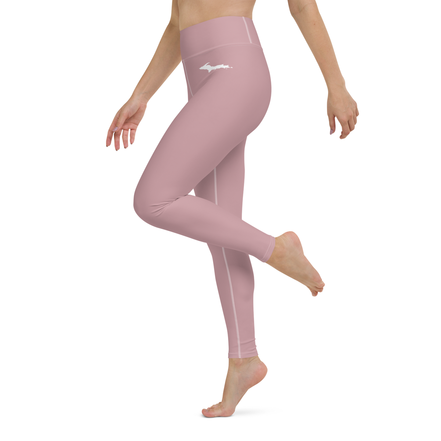 Michigan Upper Peninsula Yoga Leggings (w/ UP Outline) | Cherry Blossom Pink