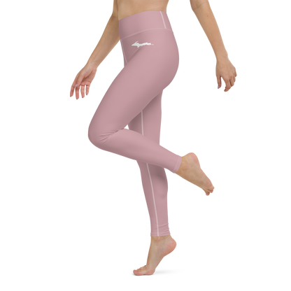 Michigan Upper Peninsula Yoga Leggings (w/ UP Outline) | Cherry Blossom Pink