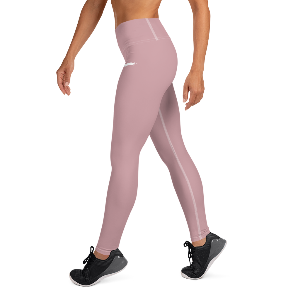 Michigan Upper Peninsula Yoga Leggings (w/ UP Outline) | Cherry Blossom Pink