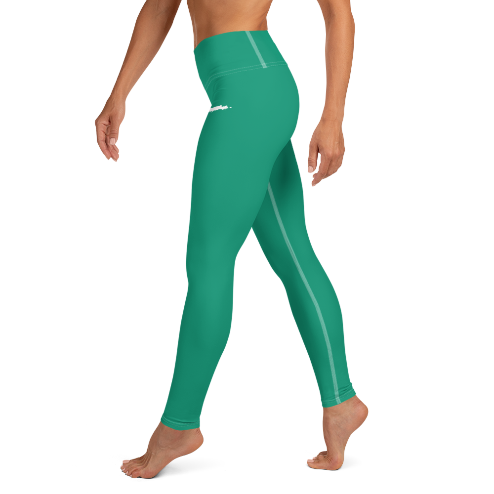 Michigan Upper Peninsula Yoga Leggings (w/ UP Outline) | Emerald Green