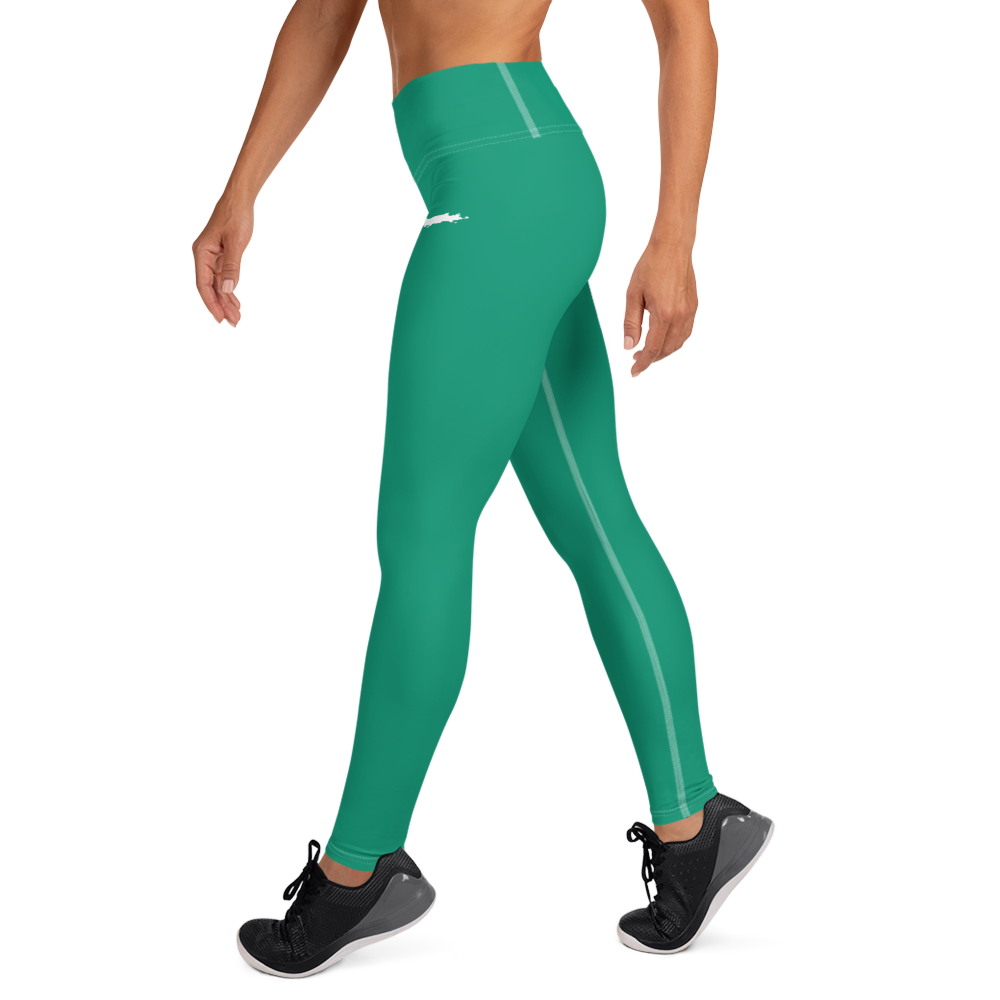 Michigan Upper Peninsula Yoga Leggings (w/ UP Outline) | Emerald Green