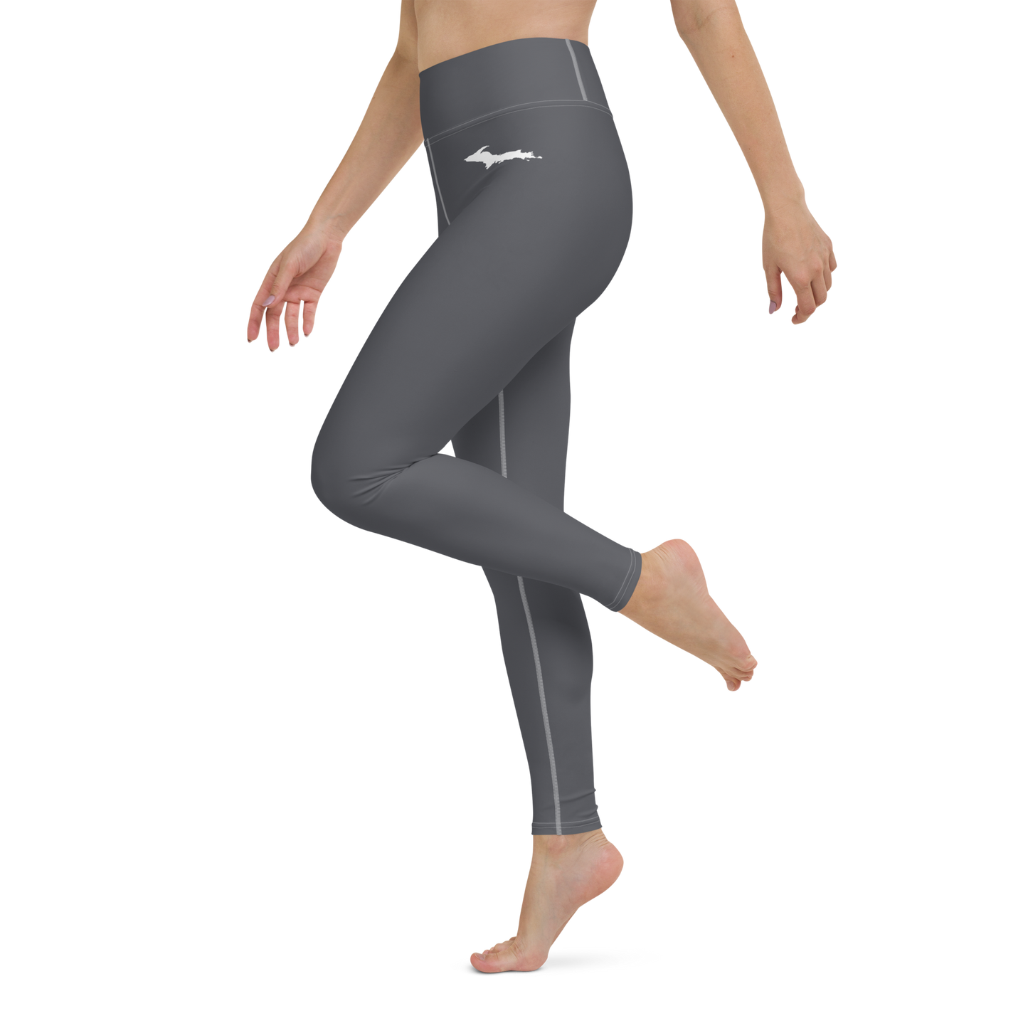 Michigan Upper Peninsula Yoga Leggings (w/ UP Outline) | Iron Ore Grey