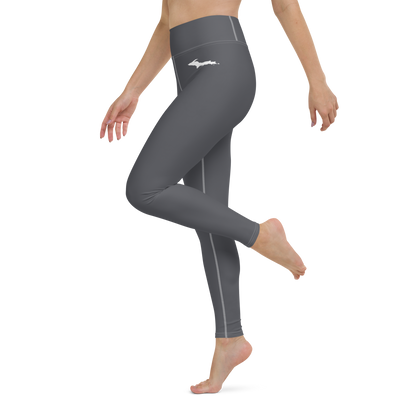 Michigan Upper Peninsula Yoga Leggings (w/ UP Outline) | Iron Ore Grey