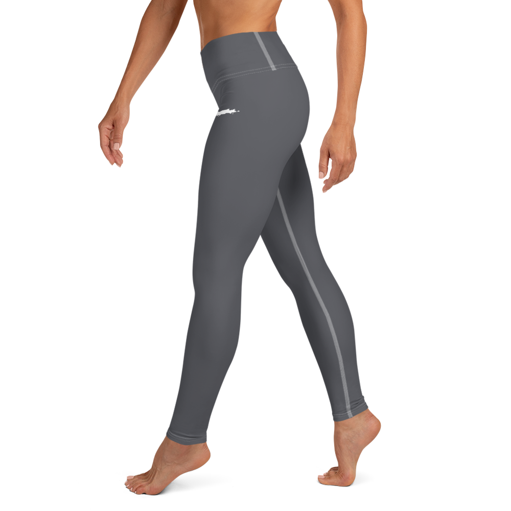 Michigan Upper Peninsula Yoga Leggings (w/ UP Outline) | Iron Ore Grey