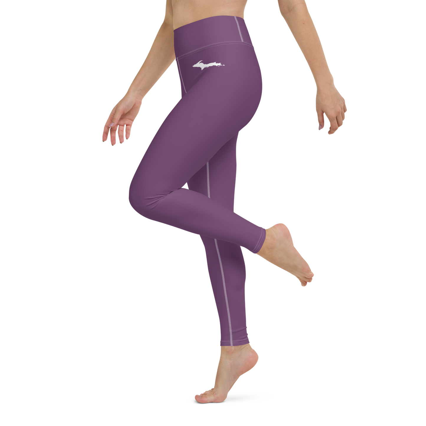 Michigan Upper Peninsula Yoga Leggings (w/ UP Outline) | Plum